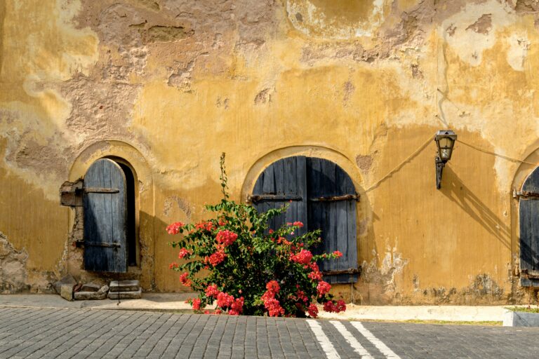 Provisional History & Culture photograph: weathered ochre walls and arched openings.
